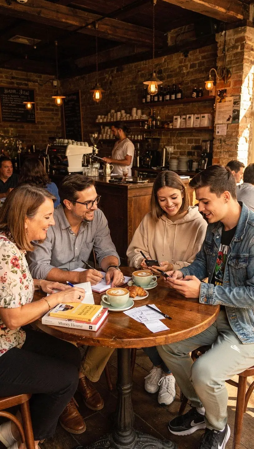 Párok személyes pénzügyi célokat tűznek ki egy fehér táblára írva.